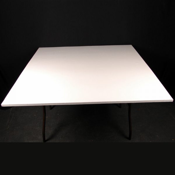 4 ft x 4 ft square trestle table ( seats 8 people, or 2 people per side if pushed together in a long line )