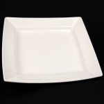 square white china dinner plate