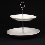 2 TIER WHITE CHINA CAKE STAND (ROUND)